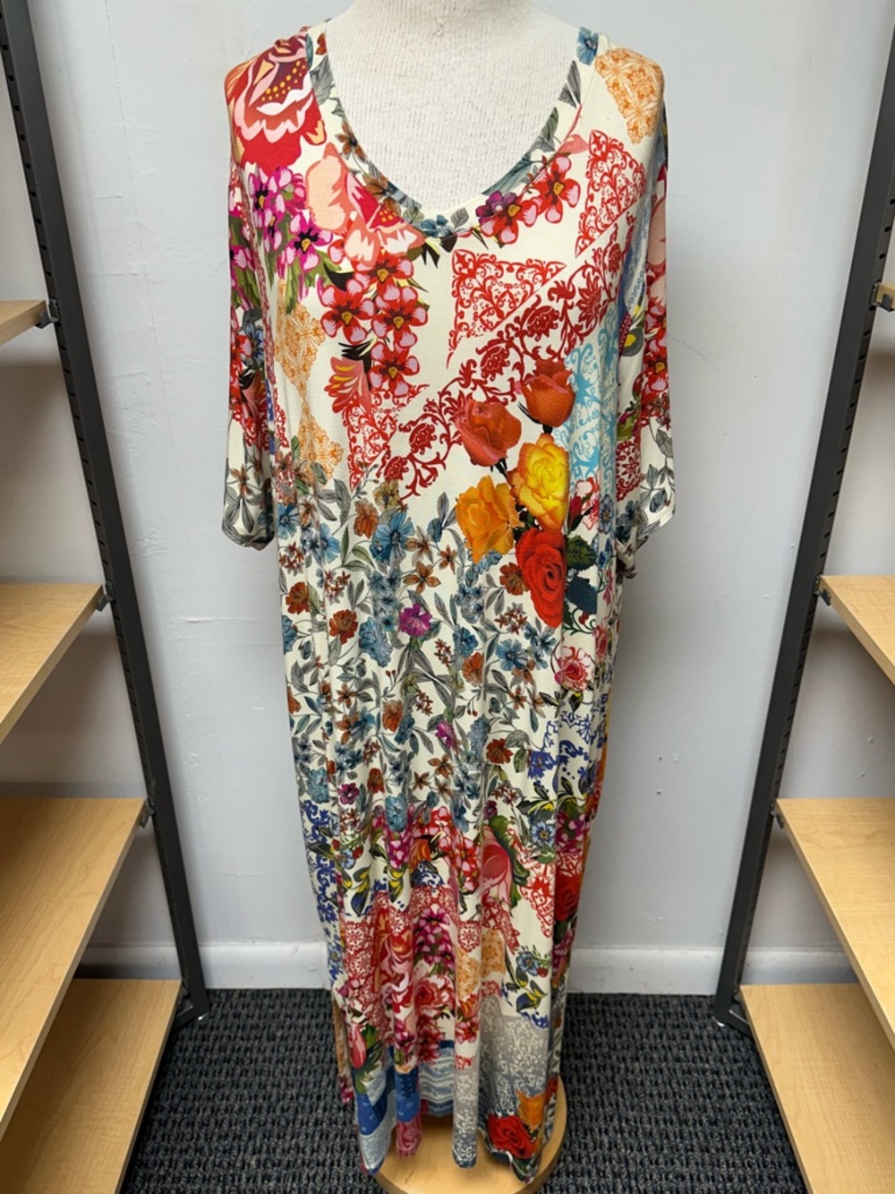 Johnny Was Multicolor Floral Patchwork Maxi Dress